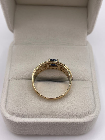 9ct gold sapphire and diamond ring