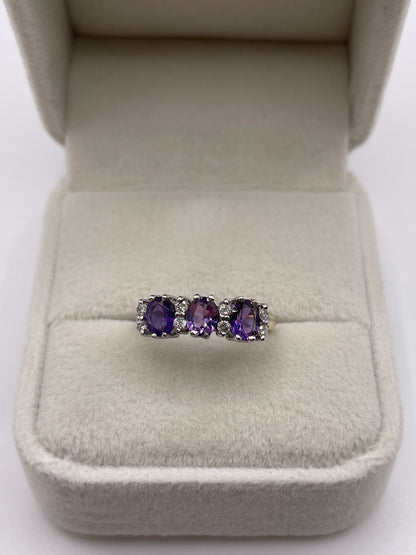 9ct gold amethyst and diamond ring