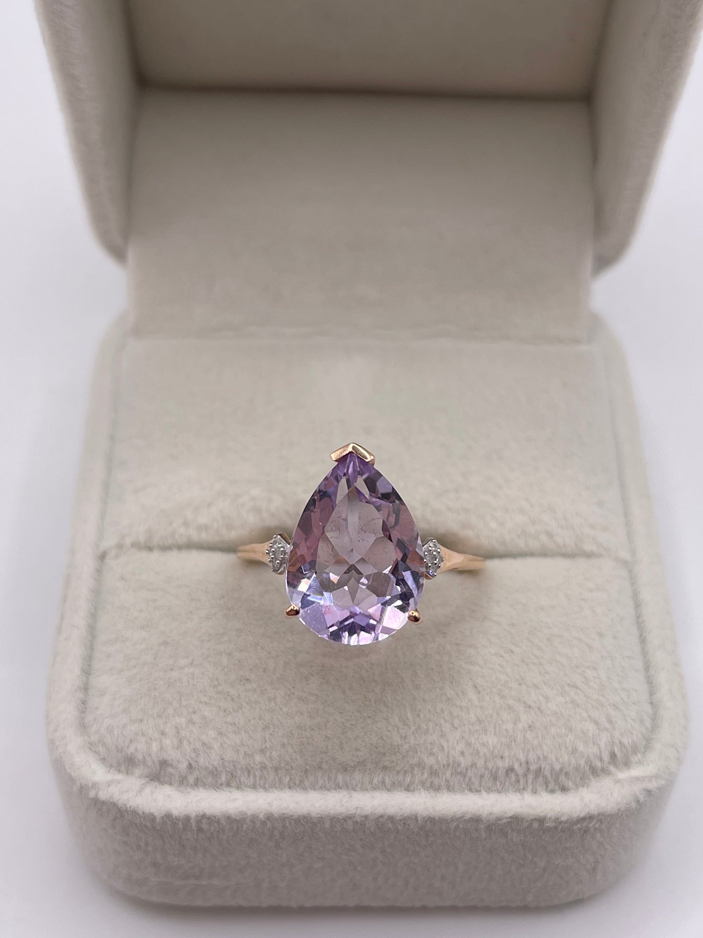 9ct rose gold amethyst and diamond ring