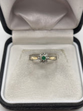 Load image into Gallery viewer, 9ct gold emerald and diamond ring
