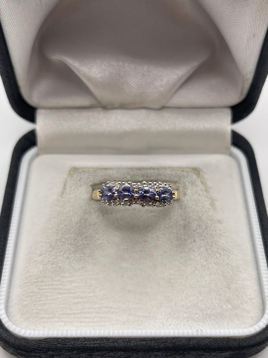 9ct gold tanzanite and diamond ring