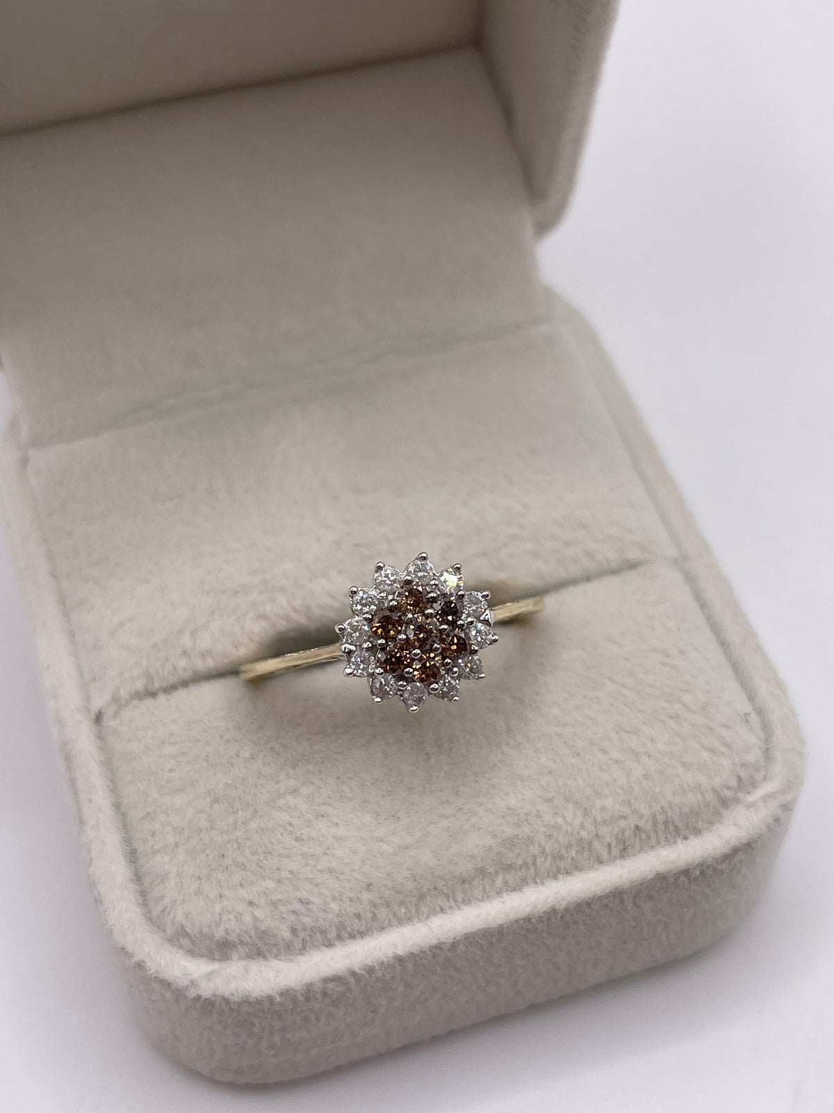 9ct gold diamond cluster ring