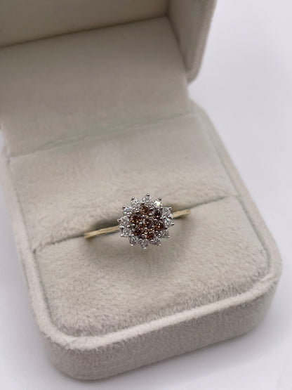 9ct gold diamond cluster ring
