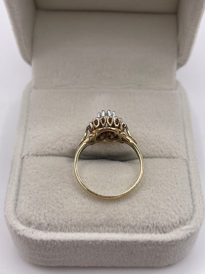 9ct gold aquamarine and diamond ring