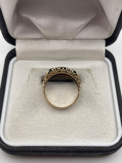 9ct gold sapphire and diamond ring