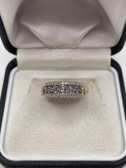 9ct gold tanzanite and diamond ring
