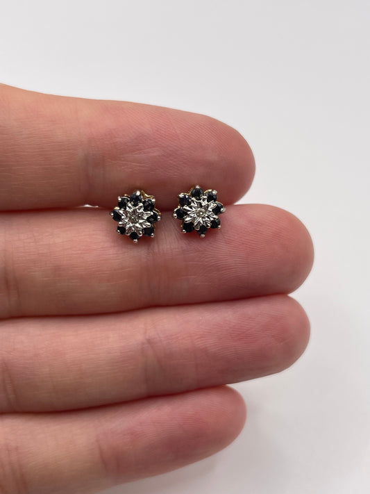 9ct gold sapphire and diamond earrings