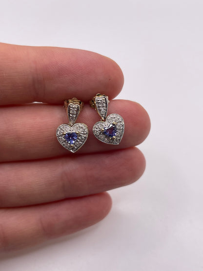 9ct gold tanzanite and diamond earrings