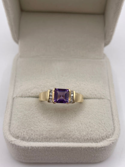 9ct gold amethyst and diamond ring