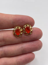 Load image into Gallery viewer, 9ct gold fire opal earrings

