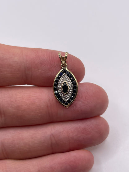 9ct gold sapphire and diamond pendant