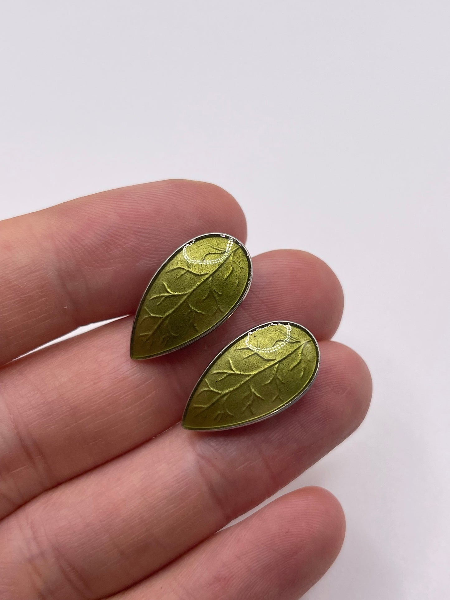 Silver enamel earrings