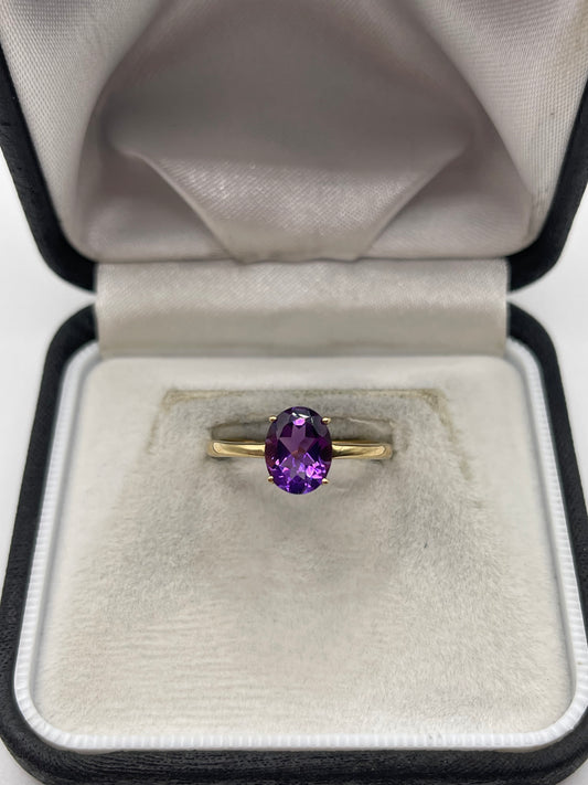 9ct gold amethyst ring
