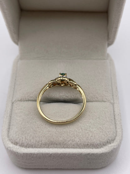 9ct gold emerald and diamond ring