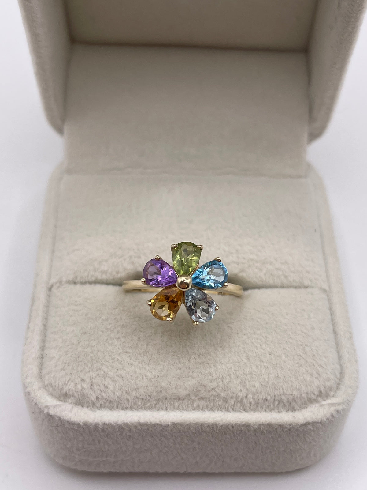 9ct gold multi gemstone ring