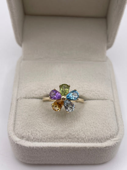 9ct gold multi gemstone ring