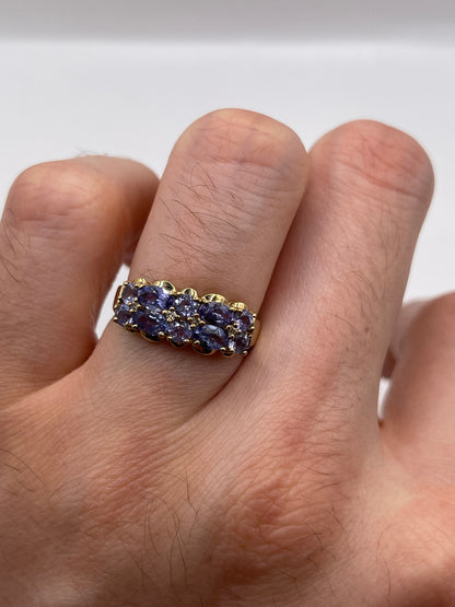 9ct gold tanzanite and diamond ring