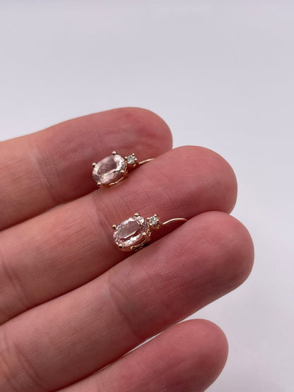 9ct rose gold morganite and diamond earrings