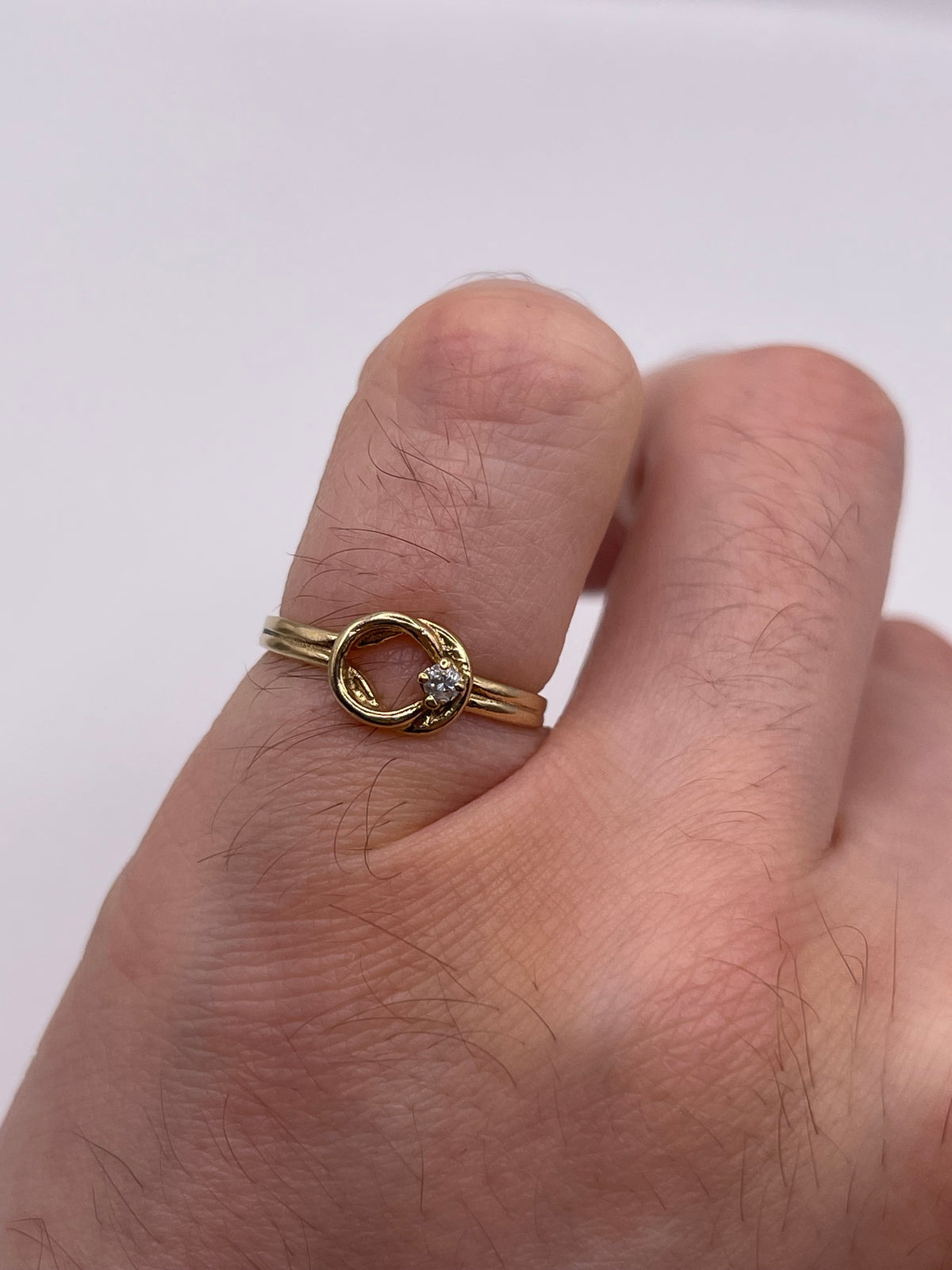 9ct gold diamond knot ring