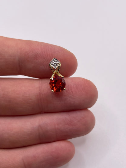 9ct gold quartz and zircon pendant