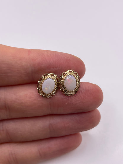 9ct gold opal earrings