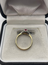 Load image into Gallery viewer, 9ct gold ruby and diamond ring
