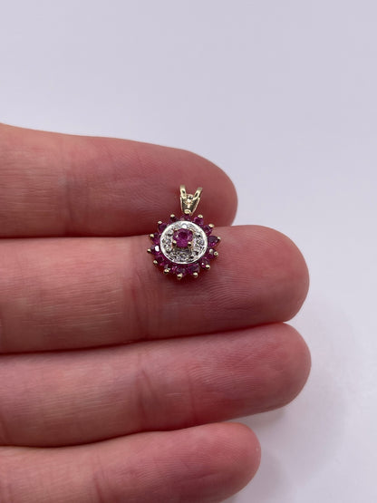 9ct gold ruby and diamond pendant