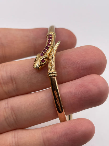 9ct gold ruby snake bangle