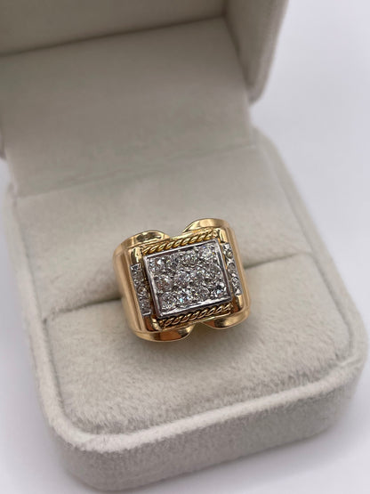 18ct gold diamond tank ring