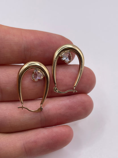 9ct gold cz Creole earrings