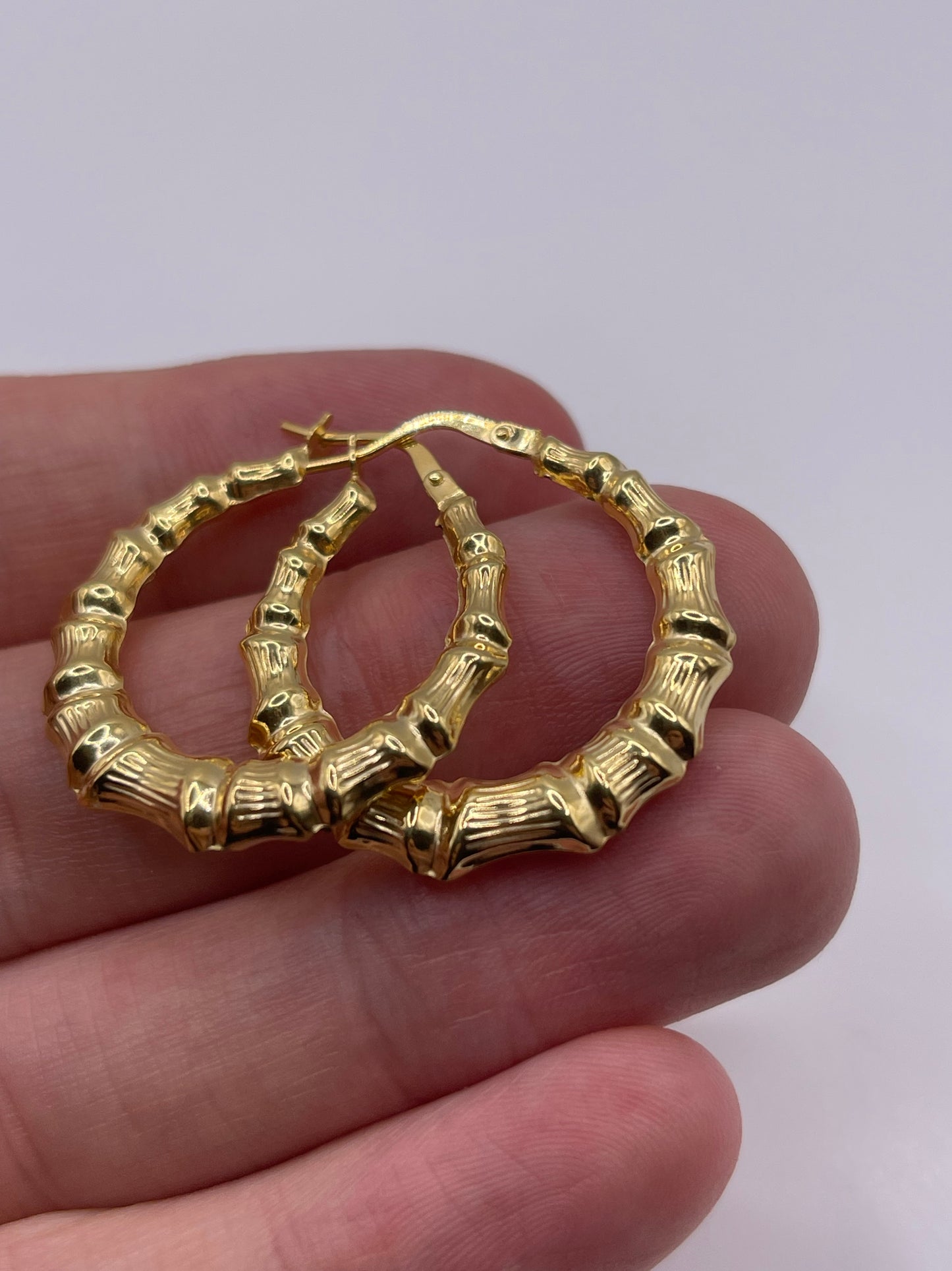 9ct gold bamboo creole earrings