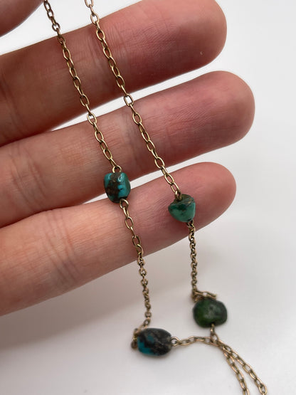 Antique 9ct rose gold turquoise necklace