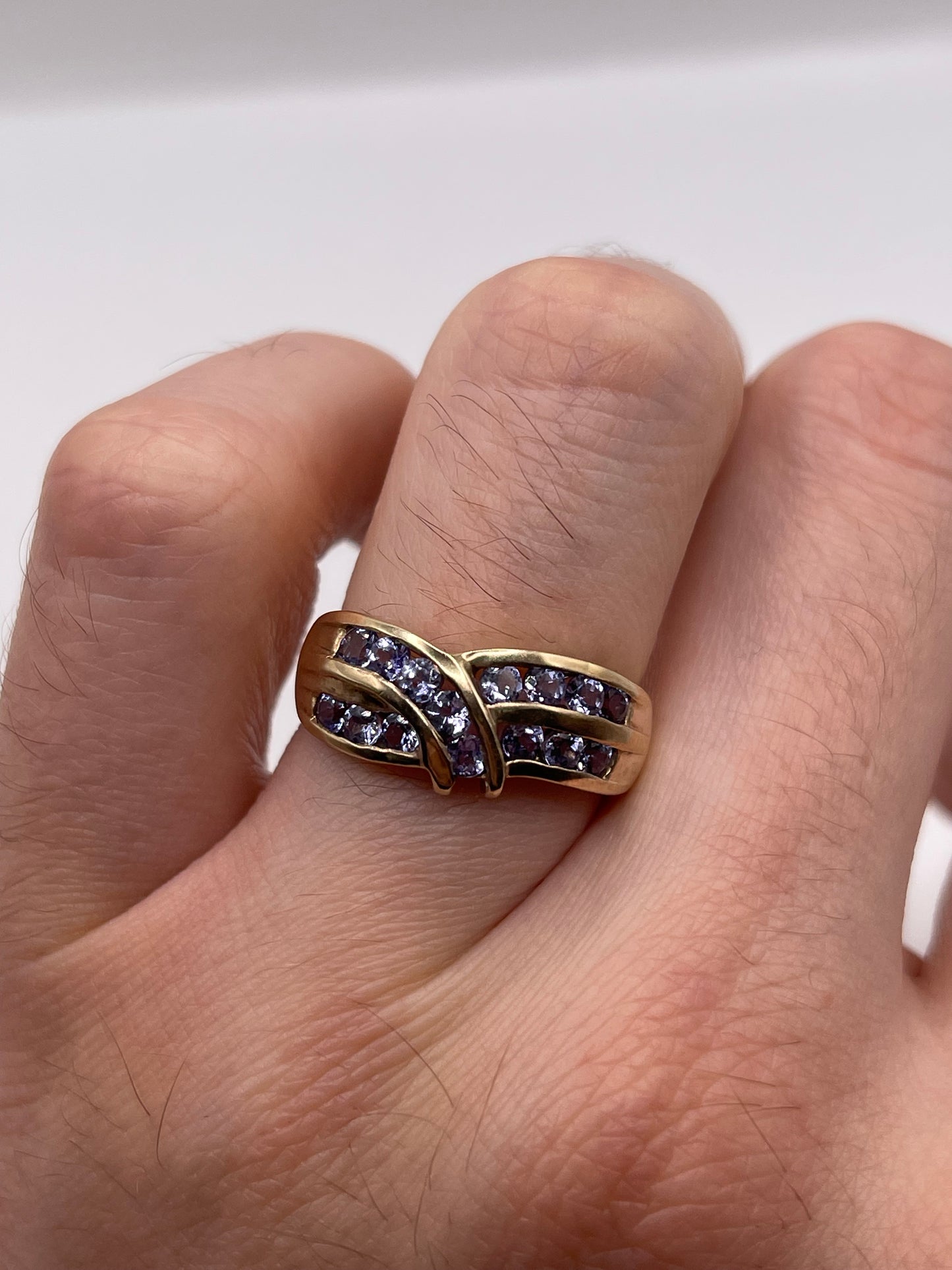 9ct gold tanzanite cluster ring