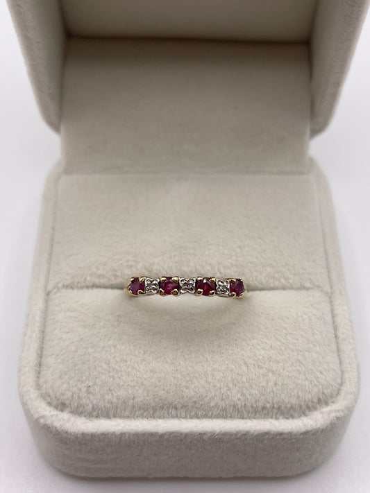 9ct gold ruby and diamond ring