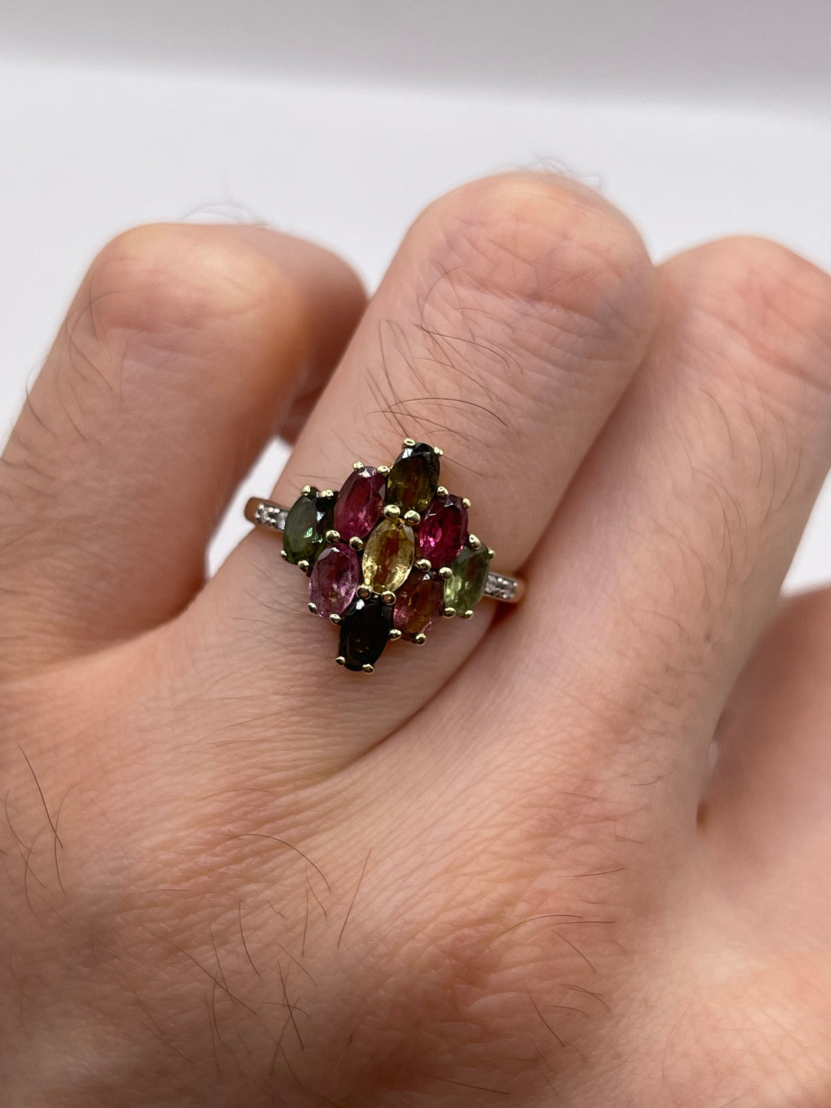 9ct gold tourmaline and diamond ring