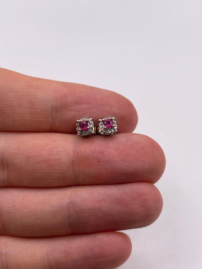 9ct gold ruby and diamond earrings