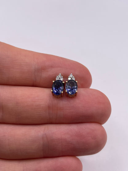 9ct gold iolite and diamond earrings