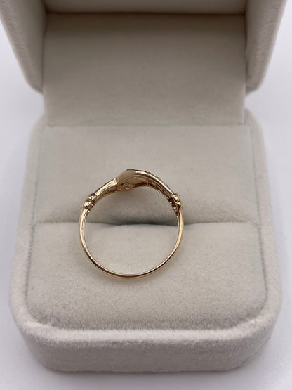 9ct gold cabochon ruby and zircon ring