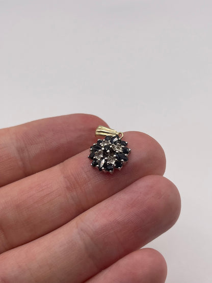 9ct gold sapphire and diamond pendant