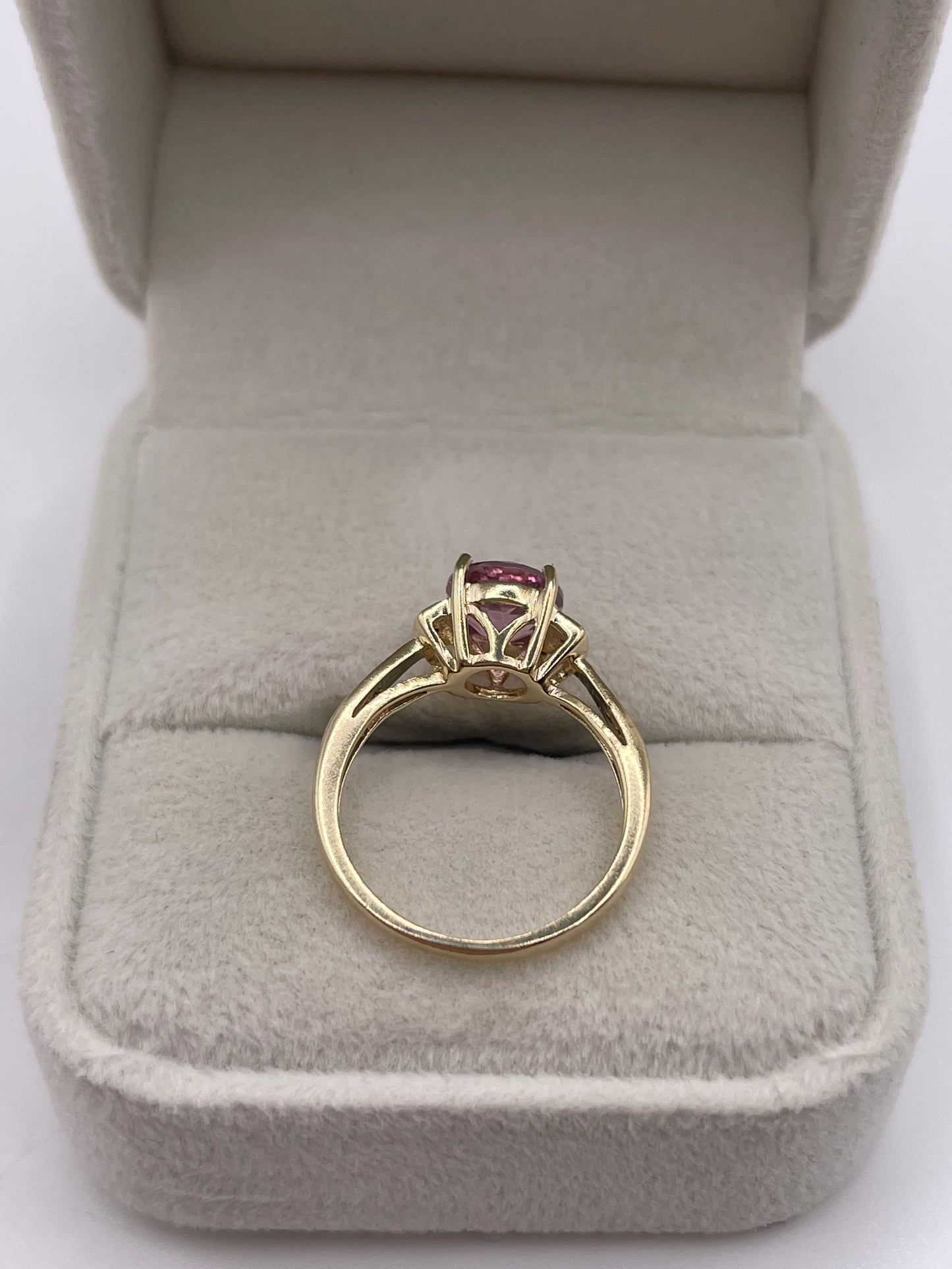9ct gold pink topaz and diamond ring