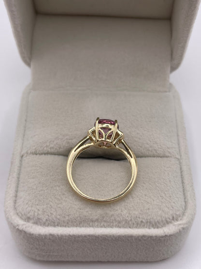 9ct gold pink topaz and diamond ring