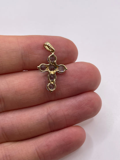 9ct gold blue topaz cross pendant