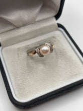 Load image into Gallery viewer, 9ct rose gold pearl and diamond ring
