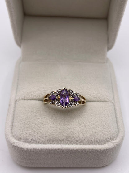 9ct gold amethyst ring