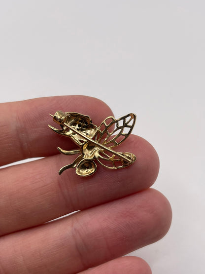 9ct gold sapphire and diamond wasp brooch