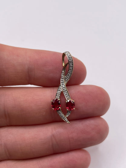 9ct gold spinel and diamond pendant