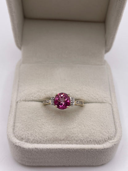 9ct gold pink topaz and diamond ring