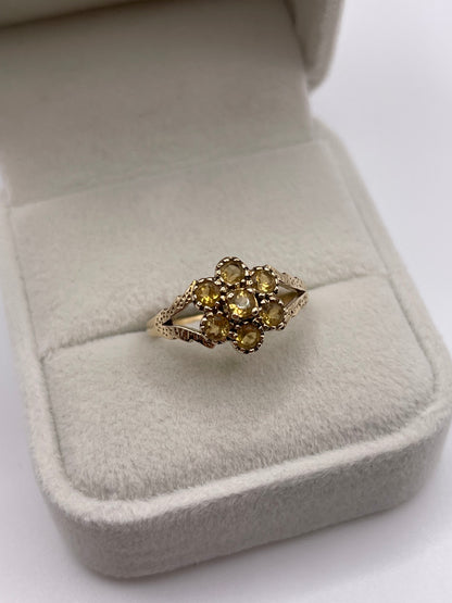9ct gold citrine cluster ring