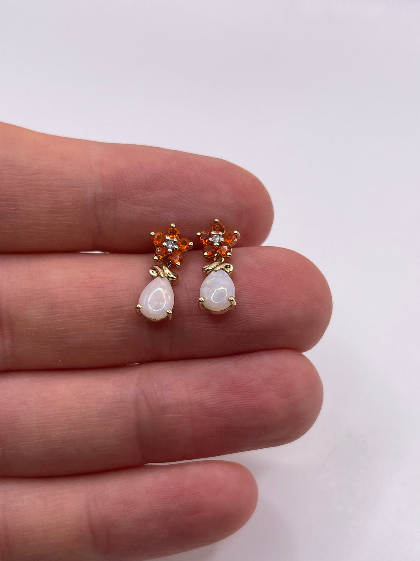 9ct gold opal and diamond earrings