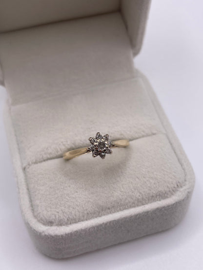 9ct gold diamond cluster ring